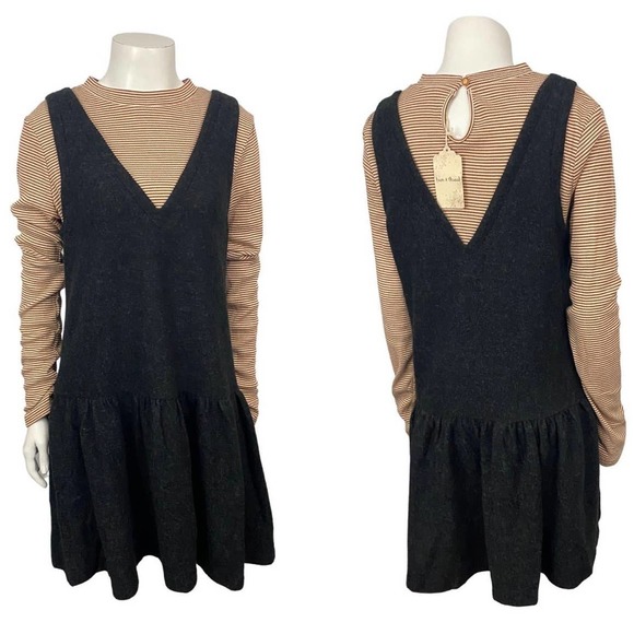 NWT Stripe Mock Neck Mini Short Sweater Dress Unworn / Women’s Large * - Picture 3 of 4